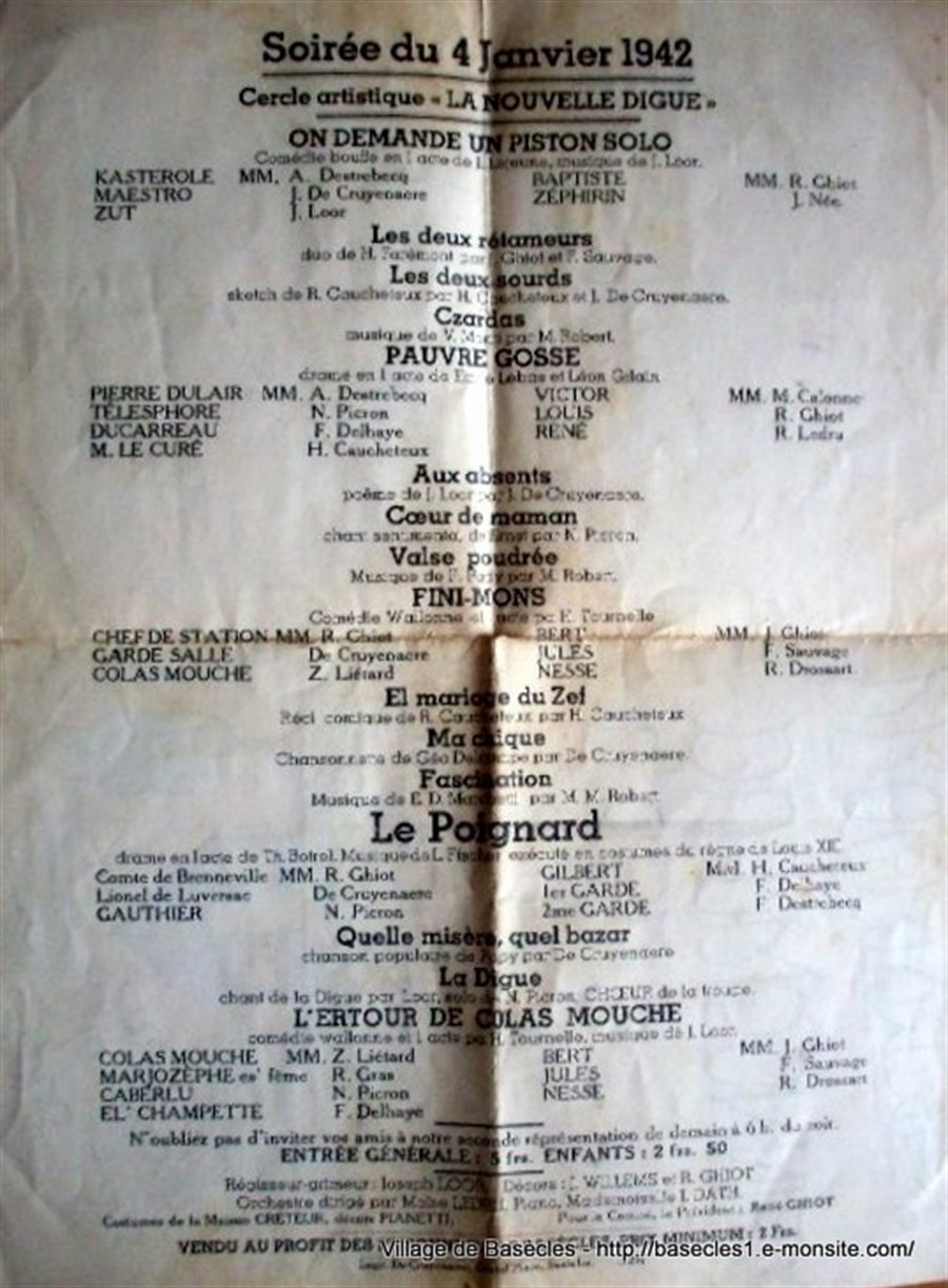 Programme de la soiree du 4 janvier 1942 pour les colis des prisonniers de basecles 1