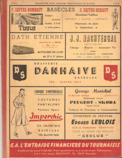 Annuaire téléphonique Blaton 1958-1959