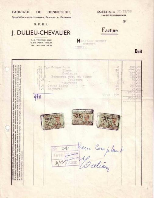 Bonneterie J. Dulieu-Chevalier 1959